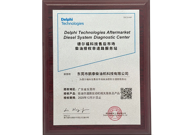 Delphi after-sales certificate